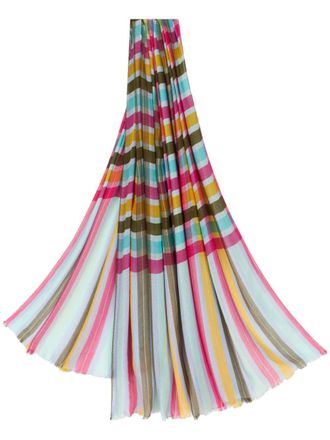 Etro Sjaal met geometrische print en franje - Blauw