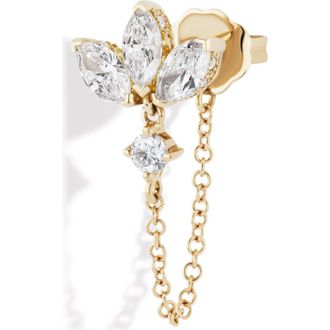Maria Tash Lotus Chain Wrap Stud Earring in Yellow Gold/Diamond at Nordstrom