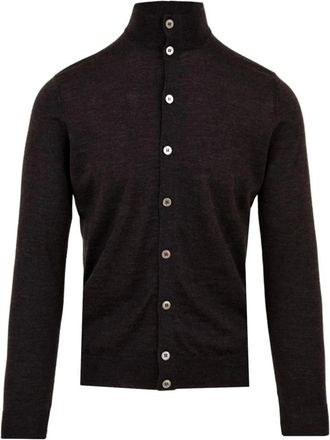FILIPPO DE LAURENTIIS Cardigan met knoopsluiting - Heren - Vesten - Bruin - S - Wol - Truien & Vesten