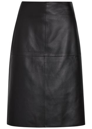 Joseph Niven Panelled Leather Midi Skirt - Black - 44 (UK16 / XL)