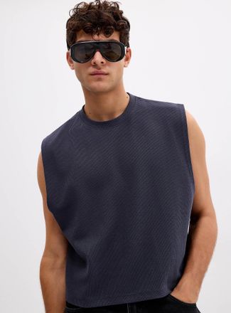 Le 31 Mens Sleeveless cropped ribbed T-shirt