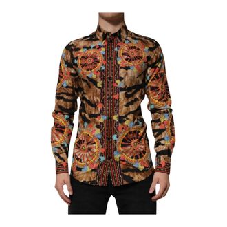 Dolce & Gabbana Gold katoenen Tiger Carretto overhemd met lange mouwen - Heren - Overhemden - Veelkleurig - Maat: 3XL Katoen