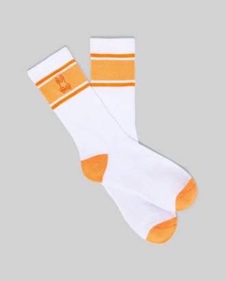 Psycho Bunny Mens Striped Sport Sock 805 PAPAYA / O/S