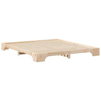 Berkfield Home Floor Bed Frame with Storage Brown 200 x 220 cm Solid pine wood in Natural