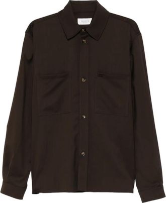 Laneus Overhemd met zak en knoop - Bruin