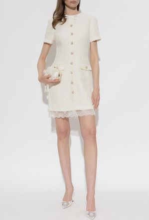 Self Portrait Tweed Dress, Womens, Cream