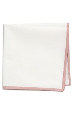 ConStruct Pipe Trim Cotton Pocket Square in White/Dusty Pink at Nordstrom Rack