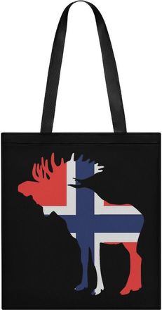Generic Moose Flag of Norway Womens Tote Casual Shopping Bag Lightweight Shoulder Bags Hobos Handbag for Work Travel Daily 35x40cm