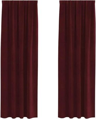 vidaXL Curtains with Curtains 2 pcs Wine red 140 x 245 cm Velvet Vidaxl