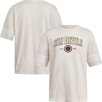 adidas Womens adidas Cream Arizona State Sun Devils Fashion Three-Stripes Oversized T-Shirt at Nordstrom, Size Medium