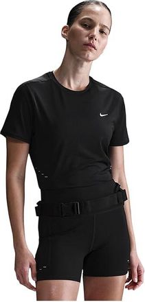 Nike Swift Dri-FIT Short Sleeve Running Top Womens Workout Black/Reflective Silver : 2XL (US 20-22), Polyester/Spandex