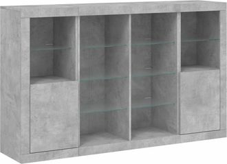 vidaXL Aparador Con Luz Led 3 Pzas Madera De Ingenier&iacute;a Gris Hormig&oacute;n Vidaxl