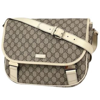 Gucci Pre-owned Vintage Messenger Bag - Dames - Pre-owned - Beige - Maat: ONE Size Leer