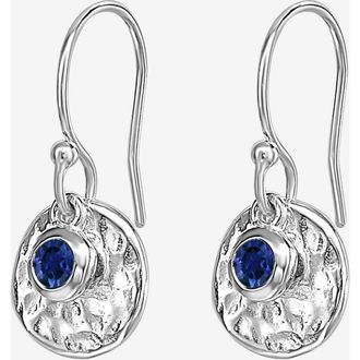 Dower & Hall Hammered Disc & Blue Sapphire Array Earrings in Sterling Silver at Nordstrom