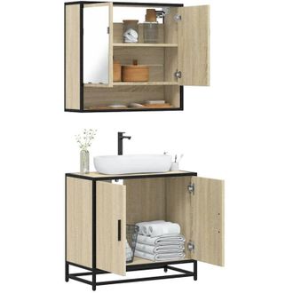 vidaXL Vidaxl - Set De Muebles De Ba&ntilde;o 2 Pzas Madera Contrachapada Roble Sonoma