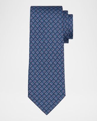 Ferragamo Men & apos;s Gancio Micro-Geometric Tie
