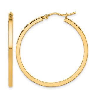 Diamond2Deal 14k Gold 2mm Square Shape Tube Hoop Earrings
