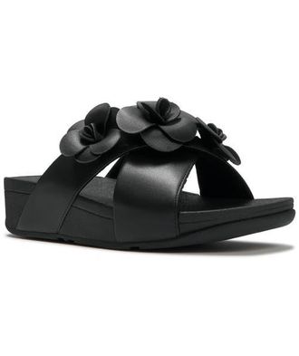 FitFlop Lulu Flower Cross Slides in Black at Nordstrom, Size 10
