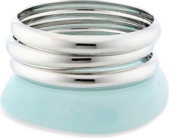 BP. Set of 3 Metal & Resin Bangle Bracelets in Blue- Silver at Nordstrom
