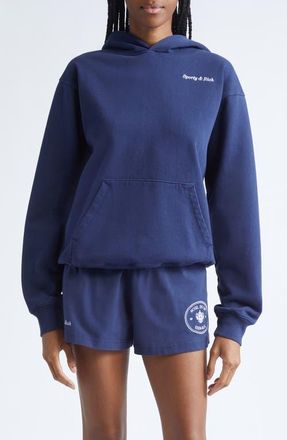 Sporty & Rich Eden Crest Embroidered Hoodie in Dark Navy at Nordstrom, Size X-Large