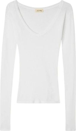 American Vintage Tops, Dames, Wit, M, Katoen, Massachusetts Lange Mouw T-shirt