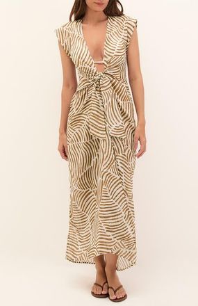 Vix Sasha Tie Front Cotton Cover-Up Dress in Brown at Nordstrom, Size X-Small