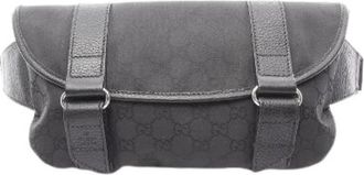 Gucci Pre-owned GG nylon leren heuptas - Heren - Vintage Heuptassen - Zwart - ONE Size - Nylon - Vintage