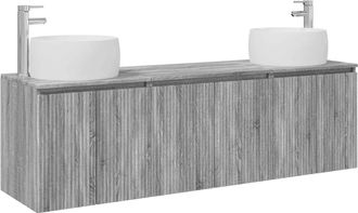 vidaXL Juego De Muebles De Ba&ntilde;o 3 Uds. Sonoma Gris 49,5 X 44,5 X 66 Cm Vidaxl