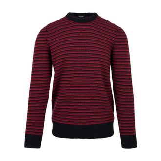 Drumohr Round-neck Knitwear, male, Red, Size: S Mens Sweaters