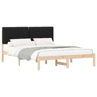 vidaXL Letto Con Testiera Rivestita Nero 160 X 200 Cm Vidaxl