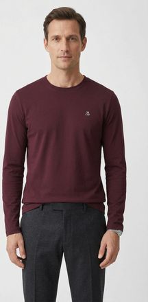 Marc O'Polo Longsleeve MARC OPOLO, Herren, Gr. XXL, bordeaux, schwarz, Jersey, Obermaterial: 100% Baumwolle, Rundhals, Shirts Longsleeve, Rundhals, shaped fit, Je