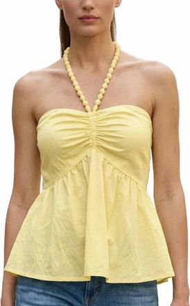 Vava Pom-Pom Tube Halter Top In Pale Banana