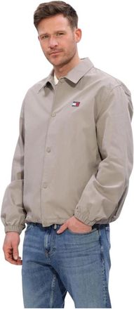 Tommy Jeans Jassen, Heren, Beige, L, Katoen, TJM Sport Overshirt