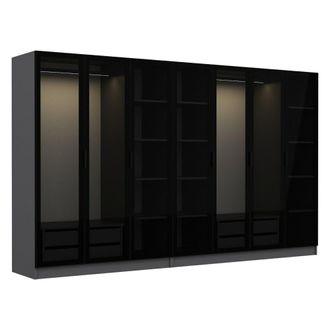 Dmora Armario Grande Prunettos, Ropero Dormitorio Percheros, 14 Estantes, 7 Puertas, 315x210h Cm Negro Antracita