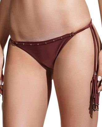 Vix Solid Side Tie Bikini Bottom In Burgundy