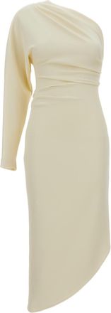 Federica Tosi Cream One-Shoulder Cady Sheath Midi Dress