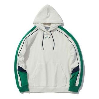 Li-Ning Sports Fashion Series Colorblock Hoodie White Green AWDQ258-1