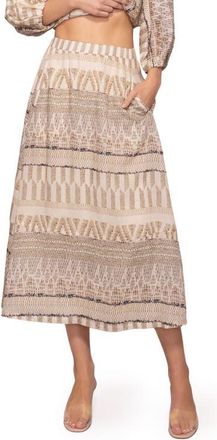 Melloday Print Midi Skirt in Blush Multi at Nordstrom, Size X-Large