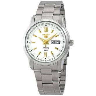 Seiko 5 Automatic White Dial Stainless Steel Mens Watch SNKP15K1S