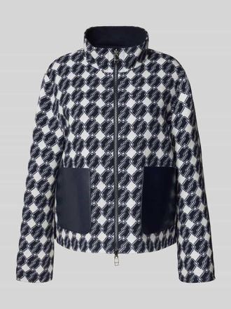 Marc Cain Regular Fit Jacke aus Baumwoll-Mix mit Stehkragen in Marine, Größe 34