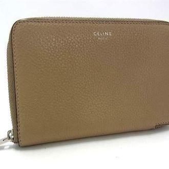 Celine Beige Red Color Leather Wallet (Bi-Fold) (Pre-Owned)