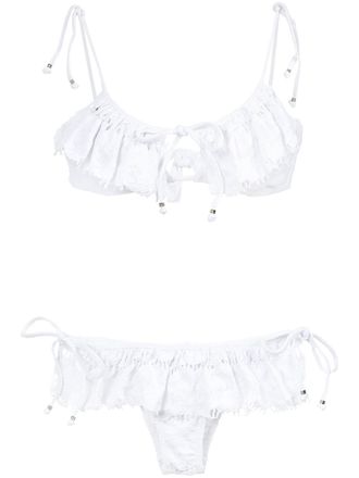 Amir Slama ruffled bikini set - women - Spandex/Elastane/Polyamide - PP - Red