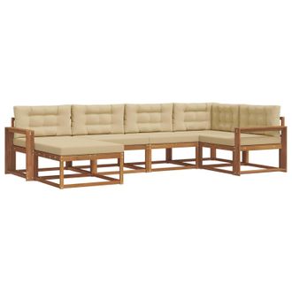 vidaXL Conjunto De Sof&aacute;s De Exterior Con Coj&iacute;n 6 Pcs Natural Y Beige Vidaxl