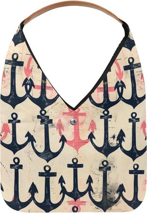 Generic Anchors Pattern (3) Reusable Lightweight Grocery Bags - Foldable Into Compact Pouch, Washable & Sturdy, Multipurpose for Shopping and Travel