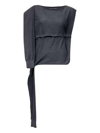 Maison Margiela button-detail T-shirt - women - Cotton - M - Grey