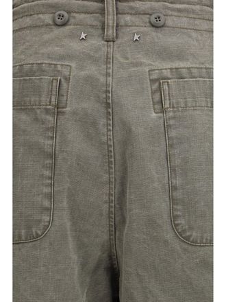 Golden Goose Mens Boyfriend Pants Ortensia Gothic Olive Cotton Jean