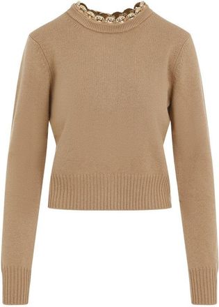 Paco Rabanne Camel Brown Merino Wool Pullover