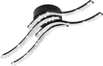 OEM L&aacute;mpara De Techo, Dise&ntilde;o Moderno Y Curvo, Apta Para Varias Habitaciones, Luz Blanca Fr&iacute;a, Color Negro, 32 W
