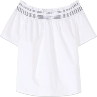 Oltre Off-shoulder Katoenen Blouse - Dames - Blouses - Wit - XL - Katoen - Overhemden