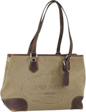 Prada Pre-owned Tote Bags, female, Beige, Size: ONE SIZE Pre-owned Vintage Tote Bag